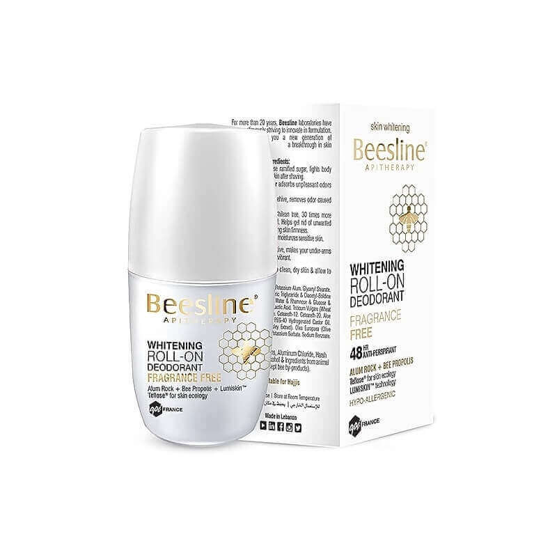 BEESLINE Natural Whitening Roll-on Deo Fragrance Free 48hr Antiperspirant