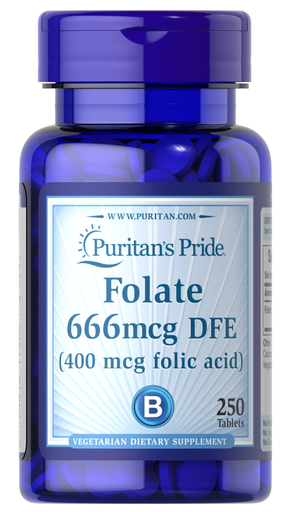 PURITANS PRIDE Folate 666MCG DFE (Folic Acid) 250 Tablets